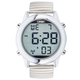 Cirbic Large, Clear English Voice Digital Talking Watch for The Blind, Visually impaired or Elderly. (Silver)