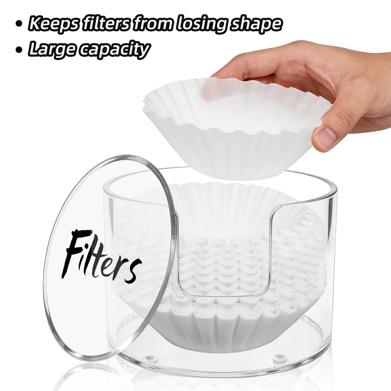 Acrylic Coffee Filter Holder with Lid, Reusable Coffee Filter Storage