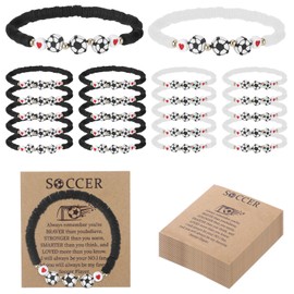 20 Pcs Soccer Bracelets Bulk Set Adjustable Beaded Wristbands for Team Gifts Soccer Party Favors and Goodie Bags Stuffers Accessories for Players Fans Birthday Decorations Sport Party Supplies