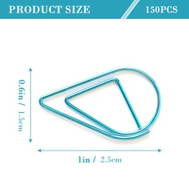 150Pcs Droplet Paper Clips Metal Golden Waterdrop Metal Paper Clips Droplet Paperclips School Office Teardrop Paper Clips
