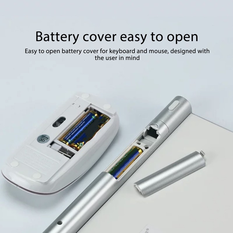 Smart Wireless Keyboard Mouse Kit Silent LED Indicator Waterproof Power