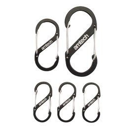 Amtech - Set of Dual Buckle Carabiners for Camping, Backpacks, and Other Lightweight Uses, Versatile, Durable and Long Lasting, Three Multifunctional Sizes (5 Piece)