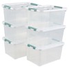 Qskely 6-Pack Clear Latch Storage Box, 14 L Plastic Storage