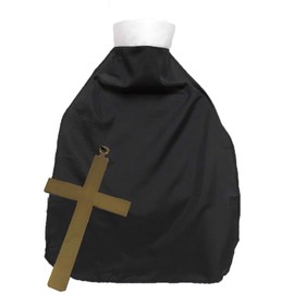 Black & White Catholic Priest Costume Collar w/Giant Gold Cross Set