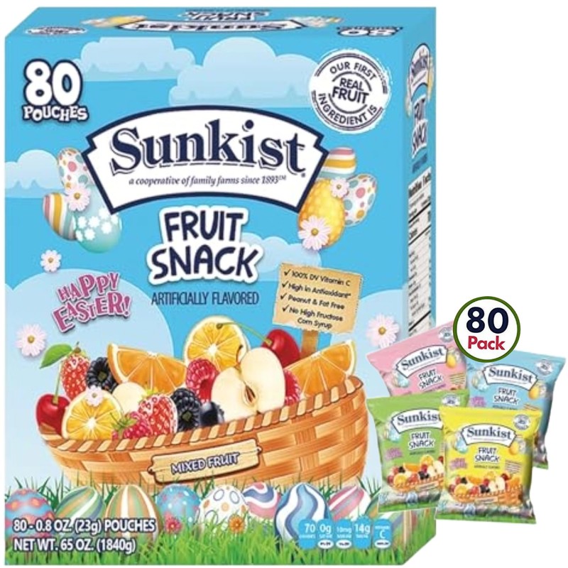 Assorted Easter Mixed Fruit Snacks Bulk Variety Pack (80 Count)