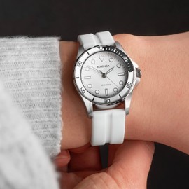 Sekonda Balearic Ladies 33mm Quartz Watch in White with Analogue Display, and White Rubber Strap 40567