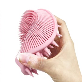 Pink Exfoliating Body Scrubber and Shower Brush - Soft Silicone Loofah for Kids and Adults - All Skin Types