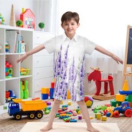 visesunny Toddler Boys 2 Piece Outfit Button Down Shirt and Short Sets Purple Lavender Boy Summer Outfits for Infant Baby Children Kids