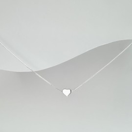 Very Tiny and Dainty Sterling Silver Heart Necklace for Women, Floating Heart Choker Necklace, Layering Necklace, Valentine's Day Gift for Girlfriend, Teen Girl Gift (15 inches plus 2-inch extender)