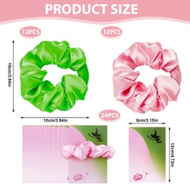 24Pcs Wicked Party Favors Pink Green Hair Scrunchies Set Halloween Supplies