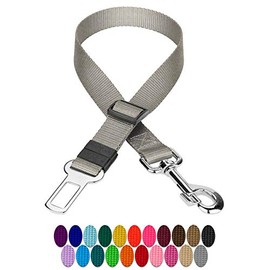 Country Brook Petz - Silver Nylon Car Safety Dog Belt