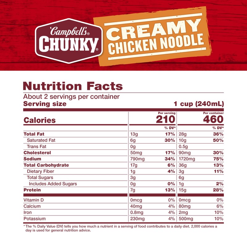 Campbell's Chunky Soup, Creamy Chicken Noodle Soup, 18.8 Oz Can