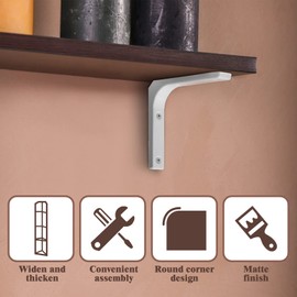 HARSKIYER 6pcs White Metal Shelf Support Angle L Brackets, 4 x 4 Inch Wall Mounted Floating Shelf Brackets Heavy Duty L Shape Corner Brace Shelf Support for Shelves with Mounting Accessories