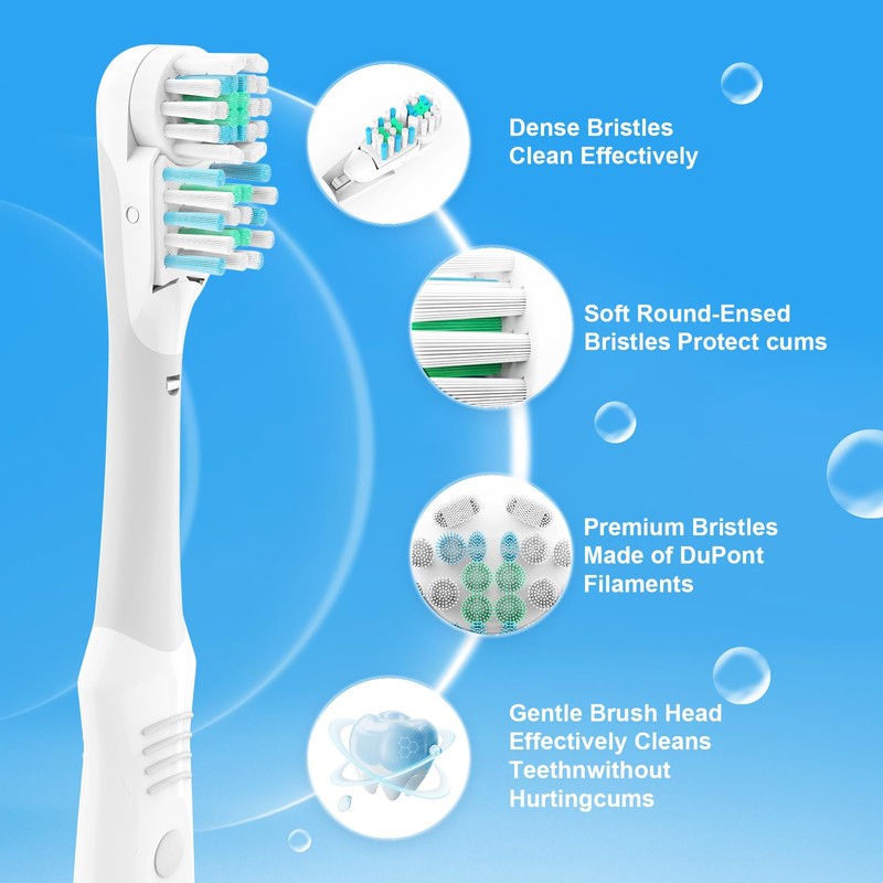 8 Pack Electric Toothbrush Heads Replacement Sensitive Dual Clean Rotating