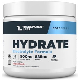 Transparent Labs Polvo De Electrolitos Endulzados Naturalmente Hydrate - Polvo De Electrolitos Hidratante Con Agua De Coco, Calcio, Taurina Y Potasio 