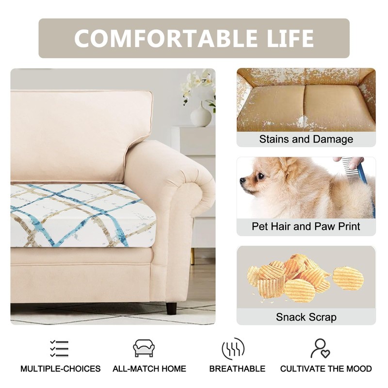 SearchI Stretch Printed Sofa Couch Cushion Covers Replacement Chair Cushion