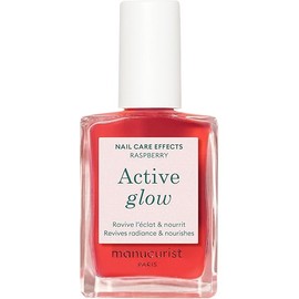 Manucurist Active Glow™ Raspberry Nail Polish & Care - Ultra-Glowy 2 in 1 Nail Concealer & Care - Plant-Based Ingredients: Sweet Almond Oil, Raspberry for Nourished Nail Rosy Mirror-Like Shine