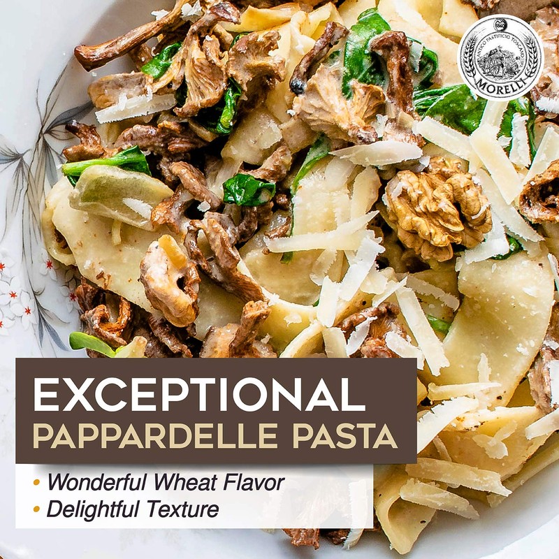 Morelli Organic Pappardelle Pasta Noodles - Imported Pasta from Italy,