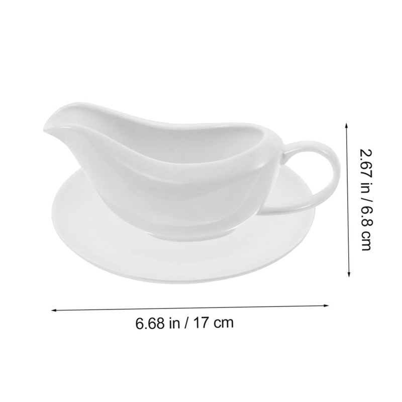 Ciieeo 1 Set Ceramic Gravy Boat with Saucer Versatile Sauce