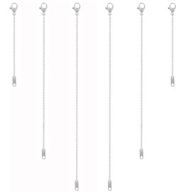 KOPOX 6 Piece Necklace Extender, Silver Necklace Extender, 2", 4", 6" Delicate Necklace Extender Set for Bracelets, Anklets and Jewelry Making (Silver)