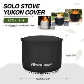 Porch Shield Fade Resistant Solo Stove Yukon Cover - Waterproof Patio Fire Pit Cover Round 32 inch Fits for Small Firepit Solo Stove Yukon