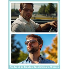 LianSan Retro Polarized Bifocal Sunglasses for Men Women,Metal Frame Top Clear Sun Readers with UV Protection Anti Glare(Black,2.00x)