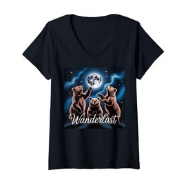 Womens Bear Stuff Bears Jersey Mens Womens Moon Moon Bear Lovers V-Neck T-Shirt