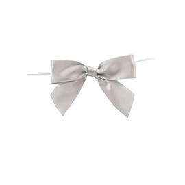 Reliant Ribbon 5170-07005-3X2 Satin Twist Tie Bows - Large Bows, 7/8 Inch X 100 Pieces, Silver