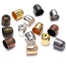 WsjiaboFux 50Pcs Multicolor Tassel Leather Cords Buckle End Tip Cap Suede Fiber Crimps End Beads Caps Metal Cord End Cap for Jewelry Making End Caps Supplies DIY (12 x 12mm)