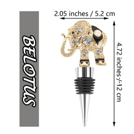Wine Bottle Stopper Crystal Gem Pearls Elephant Animal Gold Airtight Seal-Decorative Polygonal Bottle Topper for Wine &Beverage Plug,Set of 2