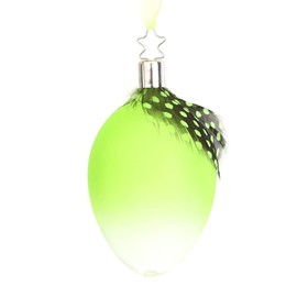 Inge-Glas 3-Inch Easter Egg Weightless in Spring Green + Feather Drop H | Internal/20779T092 | 4022257991227