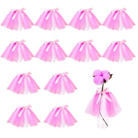 Ledander 12 Pcs Mini Tutu Skirt Wine Bottle Cover Party Decorations, Cute Pink Tulle Tutu Table Skirt Decoration Table Centerpieces for Valentine's Day Wedding Baby Shower Birthday Party