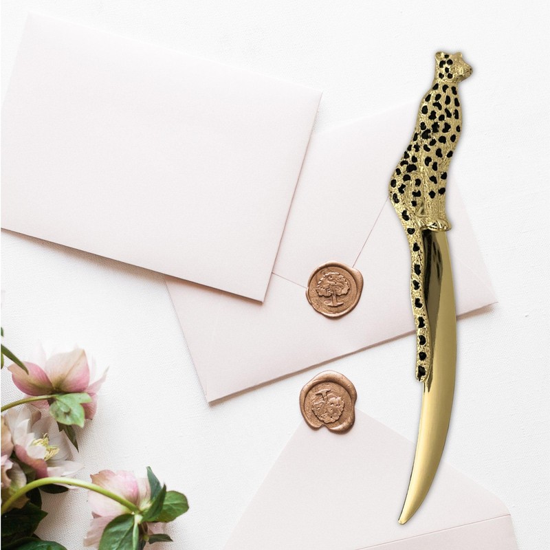 Premium Leopard Letter Opener | Gold Electroplated Desk Accessory for