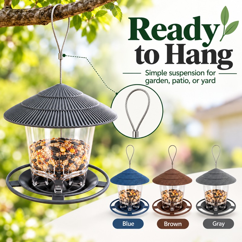 Hanging Bird Feeder for Wild Birds – Gazebo-Style Plastic Seed