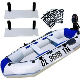 Movbudy 2 Pack Boat Registration Number Plate, Registration Sticker Plate with 16 Sheets Black Numbers and Letters Stickers, White Plastic Blank Number Plate for Inflatable Dinghy, Boat or Tender