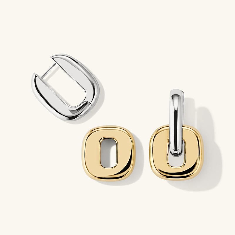 NOKMIT Chunky Hoop Earrings for Women, Bold Silver and Gold