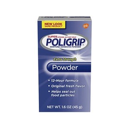 Super Poligrip Polvo calcomanía para dentaduras y parciales extra fuerza, 1.6 onzas