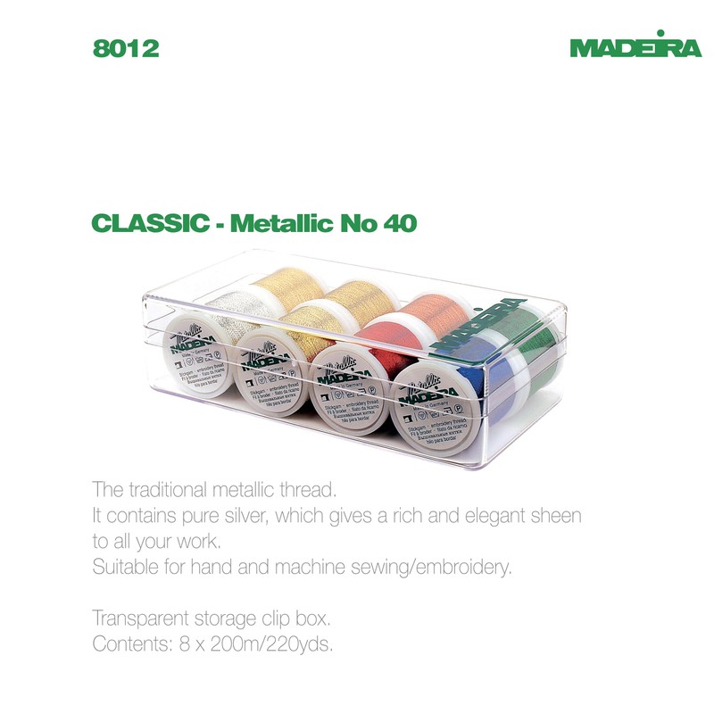 Madeira 8012 'Classic' Embroidery Box with 8 Metallic Bobbins 200