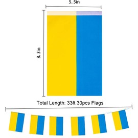 GSYLPFT Ukraine Flags Ukrainian String Flag Banners for Patriotic Events Independence Day Sports Bars Inside Outside Decorations 33 Feet 30 Flags