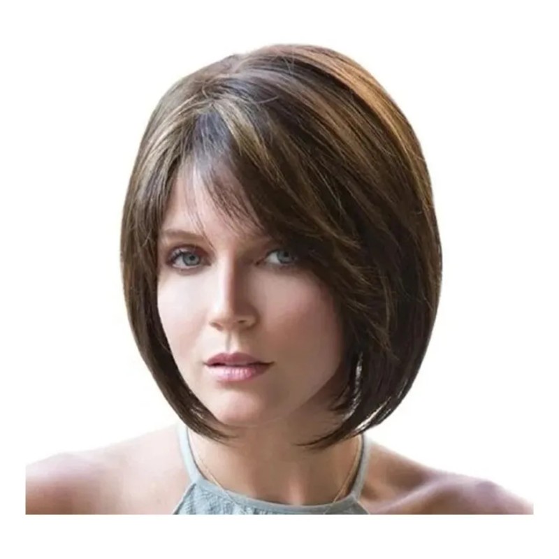 Jf Pelo Corto Natural | Peluca Cabeza Onda Cabello Recto