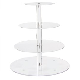YestBuy 4 Tier Cupcake Stand, Acrylic Cupcake Tower Stand, Premium Cupcake Holder, Clear Cupcake Display Tree Tower Stand For 52 cupcakes, Display for Pastry Wedding Birthday Party (4 Tier Round)