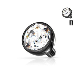 Paula & Fritz® Dermal Anchor Attachment Crystal Various Colours Sizes and Thicknesses 316L Surgical Steel Skin Anchor Skin Diver Implant Ball, Stainless Steel, Crystal