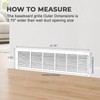 30x6 Baseboard Return Air Grille for 30"Wx6"H Duct Opening, 7/8"
