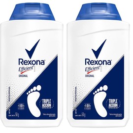 Rexona Efficient Desodorante Original para Pies en Talco Combate el Mal Olor 50 g (Paquete de 2)                                                      