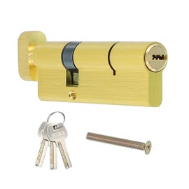 PATIKIL Solid Brass Lock Cylinder, 90mm(55/10/25) 1-1/4" Door Lock Cylinder Storm Door Lock Cylinder with 3 Keys for Anti-Theft Wooden Aluminum Door