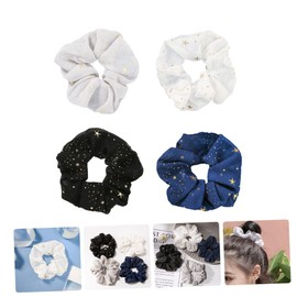 Gatuida 4Pcs Chic Star Pattern Hair Ropes for Women Durable and Comfortable Hair Accessories for Daily Use for Ponytails and Stylish Looks White Black Grey and Navy Blue
