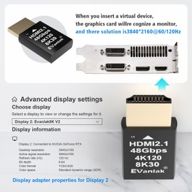 4K 120Hz HDMI 2.1 Dummy Plug – High-Resolution Virtual Display Emulator for PC, VR Headsets & Cryptocurrency Mining | Supports 8K @30Hz, Headless Ghost Display Adapter-5P