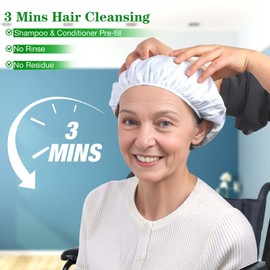 Shampoo Caps No Rinse, 12 Pack Waterless Shampoo Caps for Bedridden Patients and Elderly, Rinse Free Hair Washing Shower Caps for Post Surgery, Hospital, Camping