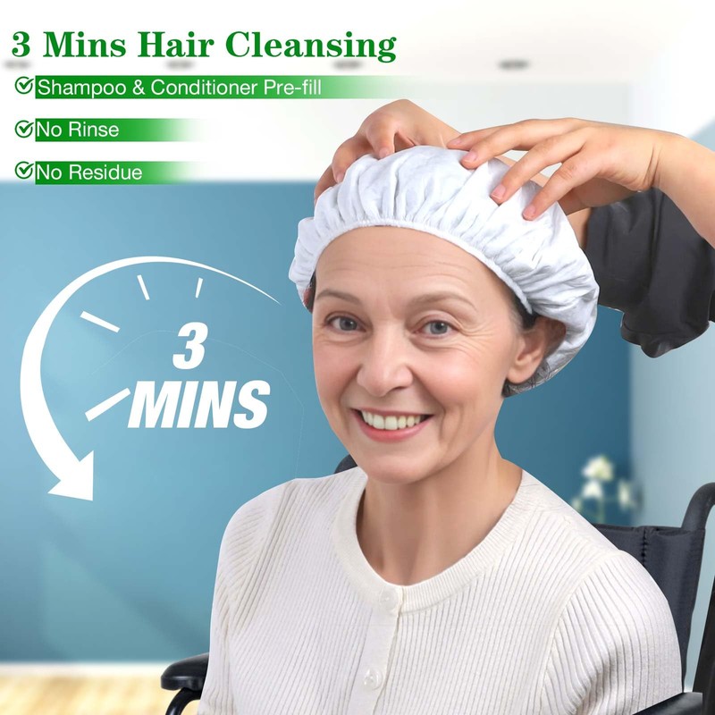 Shampoo Caps No Rinse, 12 Pack Waterless Shampoo Caps for