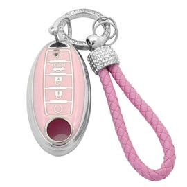 Key Fob Cover with Keychain for Nissan TPU Key Case Compatible with Altima Maxima Sentra Rogue Pathfinder Murano Armada Versa 5 Buttons Key Fob Protector